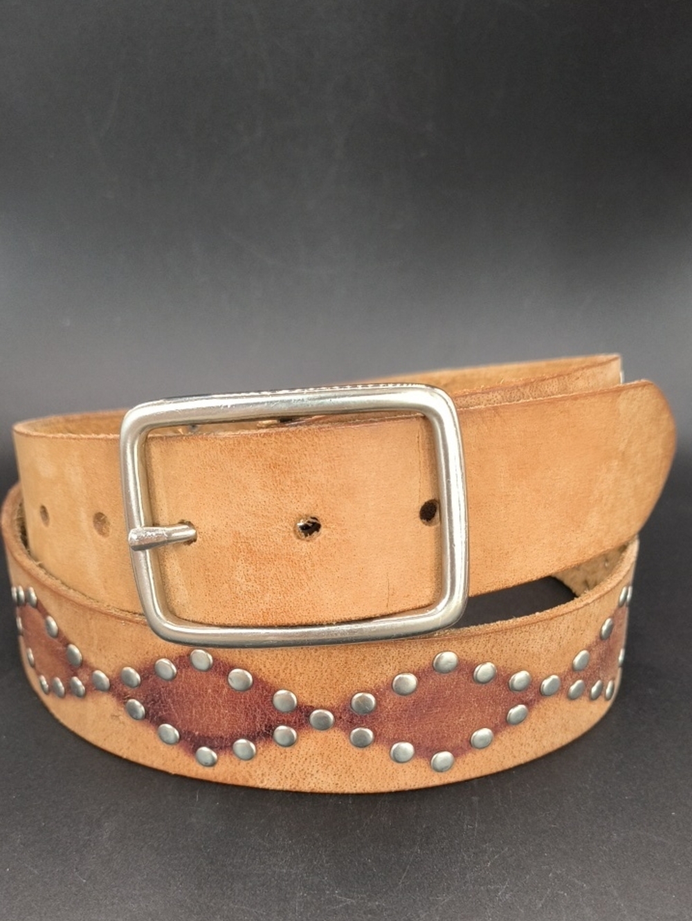 Vintage Y2K Hip Wear Studded Leather Belt XL Western Boho 1.5” Wide